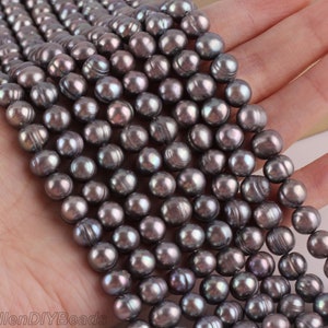 A + 8-9 mm einzigartige Peacock Black Potato Perlen, runde Süßwasserperlen, Barockperlen, Hochzeitsperlen, voller Strang-50 Stück-15,5 Zoll