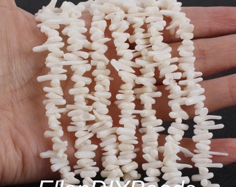 2-3×9-18mm White Branch Coral Beads, Branch Coral Beads, Stick Coral Beads, White Coral Beads, DIY Necklace Earring Beads-15-16inches--BC069