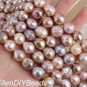 11-14x10-15mm Natural Freshwater Pearls, Edison Pearls, Irregularly Shaped Light Color Pearls, Wholesale Loose Beads--15.5 inches--ADS0010-2