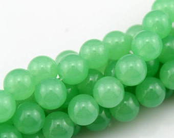 10mm Round Green Jade Beads,Loose Smooth Jade Gemstone Beads,Green Round Loose Beads,Jewelry Making Bracelet Beads-40pcs--15.5 inches--BJ005