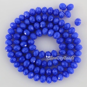 100 Pieces,High Quality 6mm Romantic Royal Blue Rondelle Faceted Crystal Beads, Loose Crystal Beads DIY Jewelry Design for Bracelet-BR054