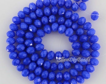 100 Pieces,High Quality 6mm Romantic Royal Blue Rondelle Faceted Crystal Beads, Loose Crystal Beads DIY Jewelry Design for Bracelet-BR054