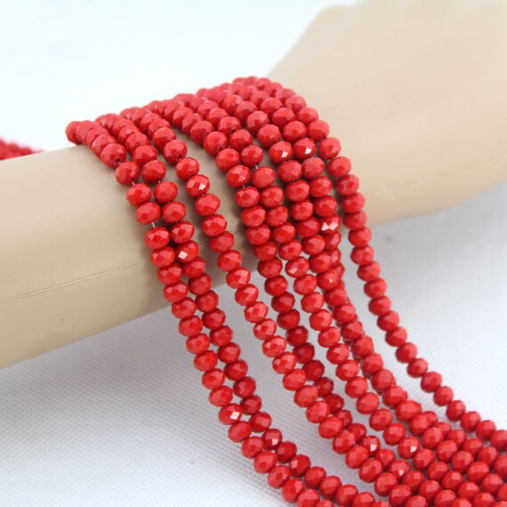 Faceted Red Glass Crystal Rondelle Beads Loose Spacer Beads For Jewelry  Making DIY Bracelet Earrings 15