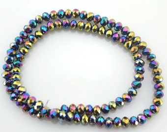 6mm Rainbow  Faceted Crystal Beads,Crystal Glass Beads,Crystal Rondelle Spacer Beads for DIY Jewelry Making-BR066