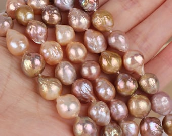 9-11mm Natural Edison Pearl Beads, Good Luster Mixed Color Freshwater Cultured Baroque Pearls, Loose Pearl Supplies--15.5 inches--ADS008