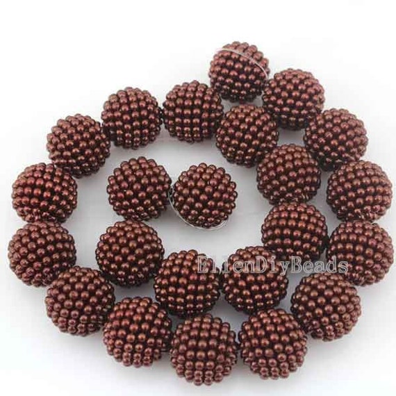 20mm Brown Round Ball Beads,Bright Pearly Beads,Acrylic plastics beads,Bubble Ball Beads, Full Strand,Gemstone  Beads-23 Pieces--BR074