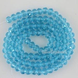 60%OFF--6mm Sky Blue Rondelle Crystal Beads, Faceted Crystal Beads, Spacer Glass Beads, Clear Gemstone Beads, Wholesale Price--100pcs--BR045