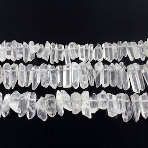 Top Drilled Natural Raw Crystal Quartz Beads, Polished Rock Quartz Beads, Graduated Clear Crystal Quartz Stick Beads, Beads Supplies---NS228