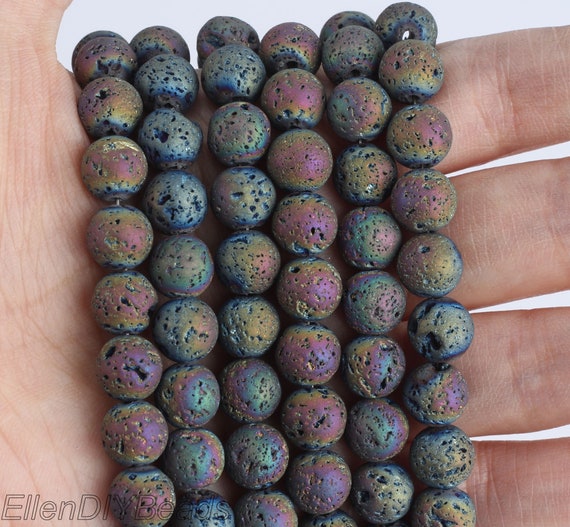 Perline Di Lava Perline Arcobaleno Elettroplaccate 10 Mm Pietra - Foto 2