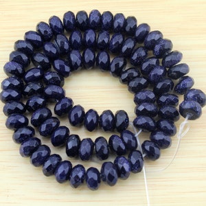 5x8mm--Faceted Blue Golden Sand Rondelles ,Full Strand,Blue Rondelles，Gemstone beads,Loose Beads For Jewelry Making-80pcs--15inches--EBT78