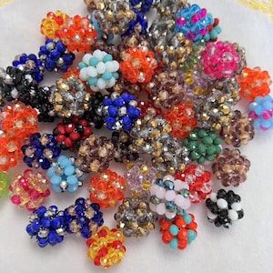 22mm 17pcs Handmade Multicolored Crystal Balls,Round Glass Beads,Necklace/Earring Charms
