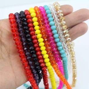 1000 Pcs-6mm Faceted Crystal Glass Loose Spacer Beads,Mix Colors Crystal Beads,Glass Rondelle Beads,Fashion Jewelry Beads-BR084