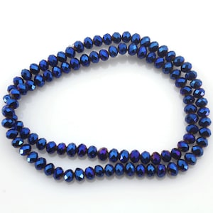6mm/100 Pcs Good Quality Sparkle Royal Blue Faceted Crystal Beads, Rondelle Crystal Glass Beads, Spacer Glass Beads, Wholesale Beads--BR069