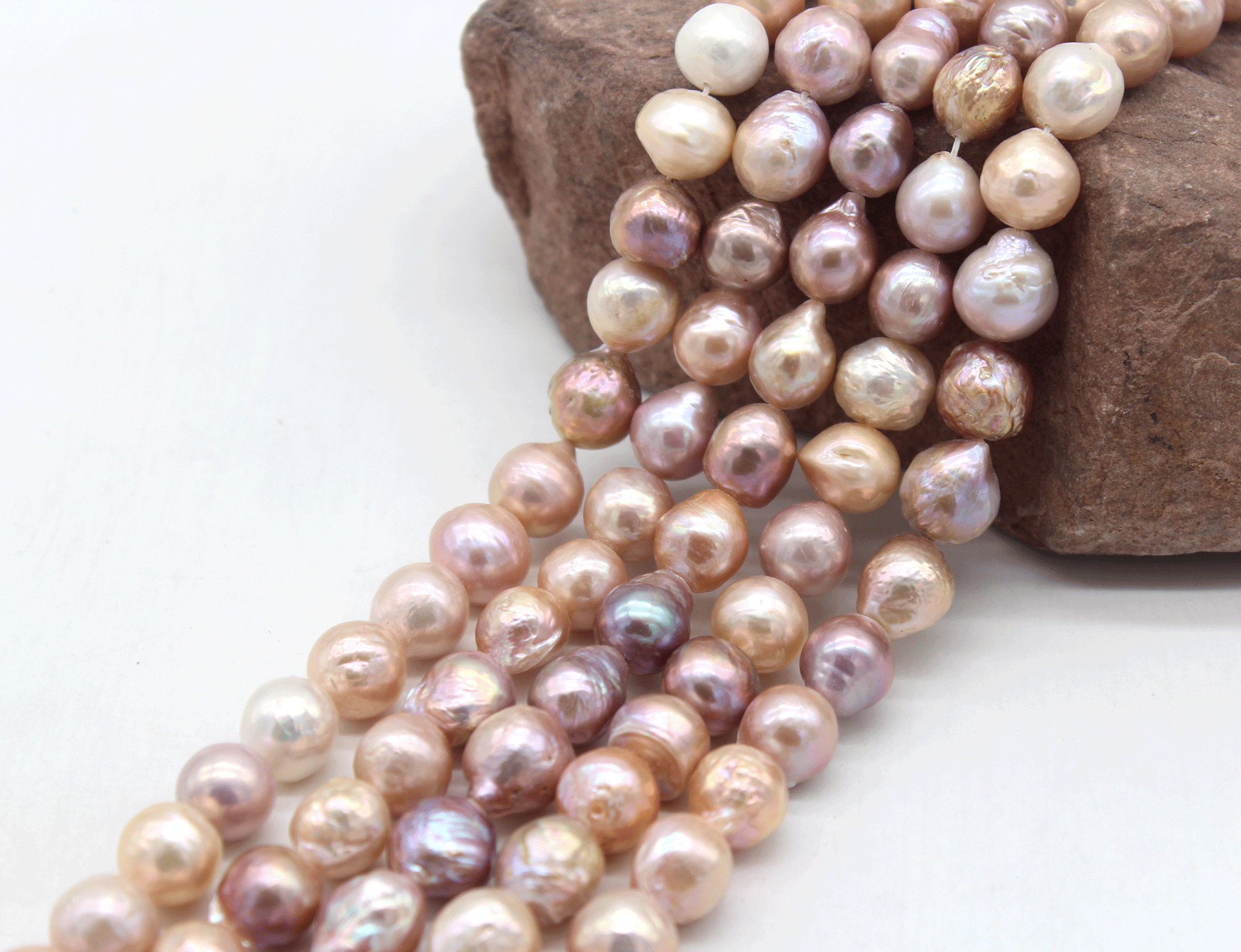 11-12mm Natural Metallic luster Round Edison Pearl, Mixed Color Loose Edison pearl beads, Wholesale Pearls for jewelry making -15.5inches