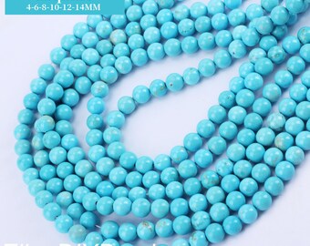 Good Quality Round Turquoise Beads, Smooth Natural Stone Beads,Crazy Style Turquoise Beads,Gemstone For DIY Jewery Making--15inches--STN0081