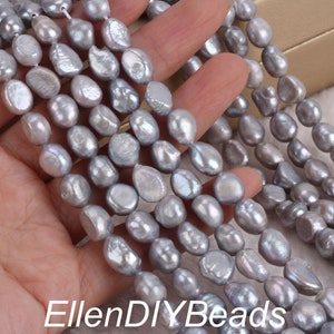 8-9mm Grey Nugget Pearl Beads,Elegant and Gentle Color, Freshwater Pearl Beads,Wholesale Pearls for Jewelry Making-36 Pcs-14 inches--LN005-5
