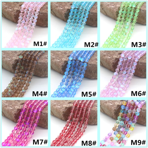 6mm,8mm,10mm,12mm Matte Rainbow  Glass Crystal Beads,Loose Round Gemstone Stone Beads, DIY Jewelry Bracelet Necklace Making Accessories