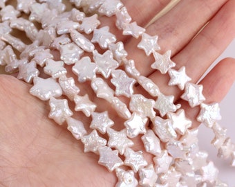 10-12mm Rare Five Pointed Star shape Natural White Freshwater Pearls, Loose Freshwater Cultured Pearls,Genuine Lustrous Pearl Beads-AL001