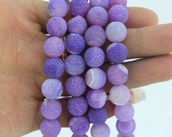 Full Strand,10mm Frosted Round Agate Beads,Light Purple Agate Beads,Agate Beads,DIY Jewelry Making Beads--38 Pieces--15inches--BA017