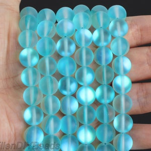 Matte Blue Spectrolite Beads,Mystic Quartz Flash Crystal Beads,Artificial Iridescent Crystal Gemstone, Wholesale Loose Bead-15inches-MS001