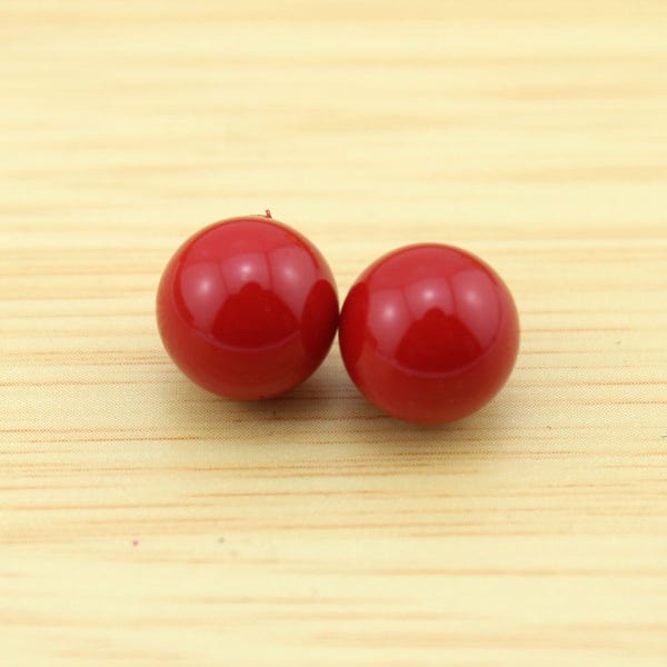 8-9mm Dark Red Shell Pearl Round Beads,Loose Shell Pearl Beads,Half Drilled Round Pearls For Making Earring Ring -JB062