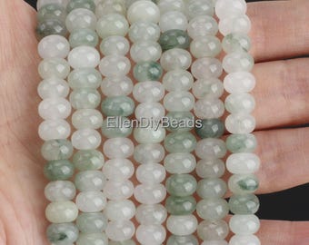 5x8mm Tianshan Green Jade Beads: Icy Round Gemstone Supply