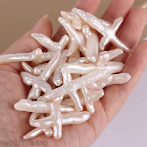 High Luster White Cross shape Freshwater Pearl Beads, Cross Pearl Pendant,Genuine Pearl Beads,Loose No Hole Beads,Pearl For Earring-WH002