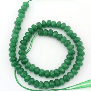 5mmx8mm -Faceted Green Jade Beads,Loose Rondelle Beads ,Natural Spacer Gemstone Beads,Wholesale Beads-- 80Pcs --15 inches--EBT96