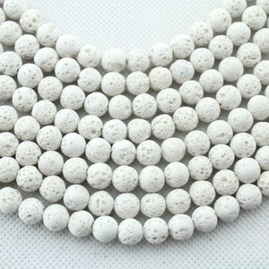 6mm,8mm Natural White Lava Rock Beads, Gemstone Beads, Volcanic Rock Round Stone Beads ,Diffuser Beads ,One Full Strand15-16 inchesNS111 image 2