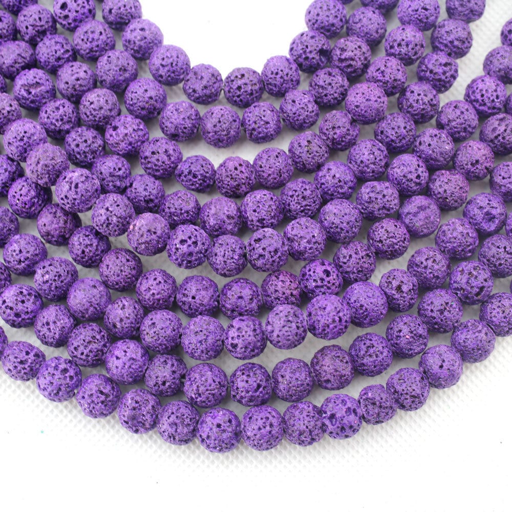 Lava Rock Beads, Purple, 8mm Round - Golden Age Beads