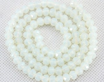 6mm  Faceted Crystal Beads,White  Sparkling Loose Faceted Glass Crystal Rondelles. Spacer Beads for DIY Jewelry Making Findings--BR016