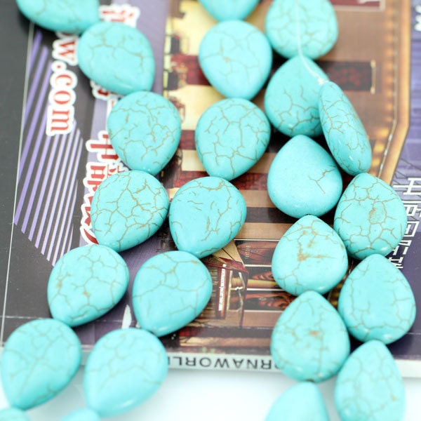 18*25mm Blue Teardrop Turquoise Beads,Howlite Turquoise Beads,Gemstone Beads,Wholesale beads ,DIY Jewelry Supply---16 inches- 17 pcs--BT027