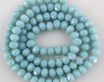 6mm Romantic Light Blue Rondelle Faceted Crystal Beads, Fashion Blue Crystal Beads, Full Strand, Good Gemstone Beads Supply---100Pcs---BR075