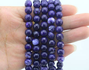 8mm Good Quality Royal Blue Faceted Agate, Round Agate Beads, Dark Blue Gradient Gemstone Beads, DIY Jewelry Beads, Wholesale Beads----EB244