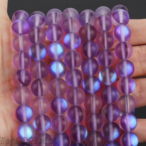 Matte Purple Spectrolite Beads, Mystic Aura Quartz Beads, Artificial Flash Crystals, Iridescent Crystal, Wholesale Beads-15inches--MS004