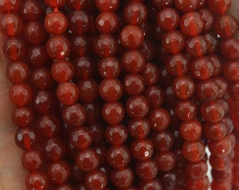 6mm Red Faceted agate Beads,Faceted Agate Beads,Loose Round beads,Agate gemstone,Jewelry making beads --- 60 Pieces---15-16 inches--NF034