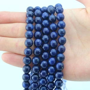8mm Blue Faceted Agate Beads,Full Strand Round Agate Beads,Loose  Gemstone Spacer Beads for DIY Jewelry Making -47pcs--15-16 inches-QM0019