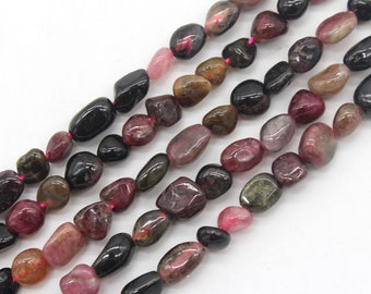 5-7mm Nugget Tourmaline Beads,Irregular Tourmaline Beads strand, Loose Gemstone Pebble beads,Natural Stone Round Beads-15.5-NST1220-18