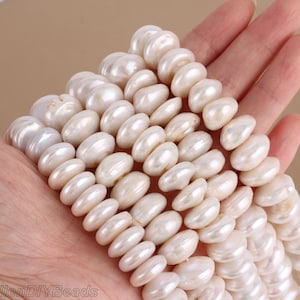 15mm Natural White Coin Pearls,Center Drilled Freshwater Cultured Pearls,Large Genuine Coin Pearl Beads, Bridal Design,Pearl Jewelry--AF001