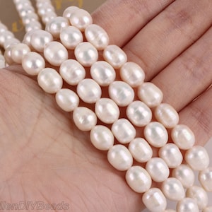 8-9mm Natural White Rice Shape Pearl Beads,Freshwater Pearl Beads,Potato Pearl Beads,Pearl Jewelry,Wholesale Beads-41 Pcs--15 inches---MY003
