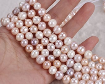 8-9mm Natural Freshwater Pearl Beads,White Pink Purple Round Pearl Beads,Loose Pearl Beads,Jewelry Pearls,Full strand--14.5inches--BHY005-22