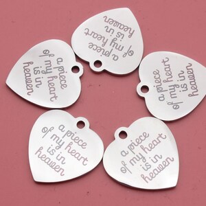 2pcs -Stainless steel A piece of my heart is in heaven charm pendant,Heart charm，Charms For handmade jewelry--20x21mm