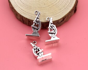 11x20mm--5pcs --  Microscope Charms Pendant, Scientific charm,Antique Silver Tone charms