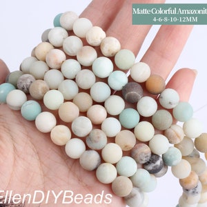 4/6/8/10/12mm Frosted Matte Colorful Amazonite Beads, Round Smooth Gemstone Beads, DIY Jewelry Making, Wholesale Loose Beads-15inches-MS0023 image 1