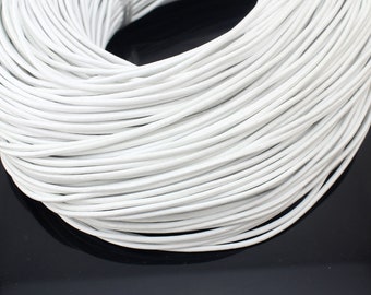 2mm Round Leather Cord, Genuine Leather Cord, Leather String, White Leather Cord, Necklace Cord, Bracelet Cord, Jewelry Cord--PS112