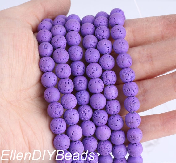 Filo Di Perline Di Pietra Lavica Naturale, Rotonde, 12 Mm - Italia - Foto 2