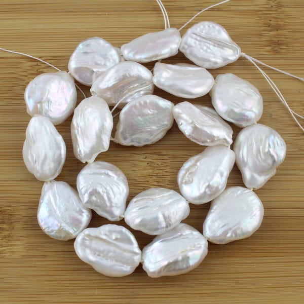 Perles de perles de perles blanches de 16x21mm, perles d’eau douce irrégulières, perle de poire Gunuine de haute qualité pour la fabrication de bijoux Collier-15.5-16inchs-FS168