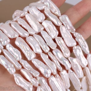Good luster Biwa Freshwater Cultured Pearls,Natural White Biwa Stick Pearl beads,Wedding Jewelry,Wholesale-15inches-8-10x23-26mm-PB006-2