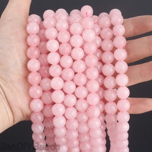 Pink Jade Beads, Round Smooth Pink Gemstone Beads, Gentle Beads, Handmade Jewelry, Nice Gift For Her, DIY Jewelry Making---15inches--STN0031