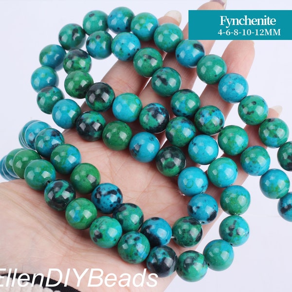 Fynchenite Stone, Green Phoenix Beads, Full Strand, Round Phoenix Beads, Smooth Gemstone Beads, Bead for Necklace&Bracelet--15inches--STN001